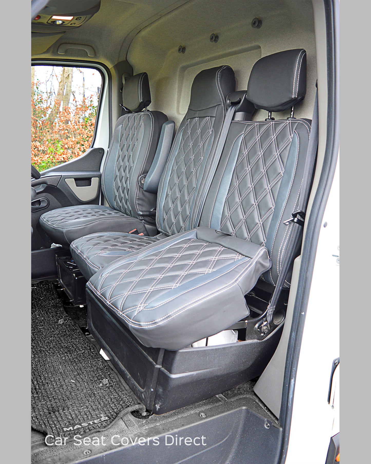 Renault Master Tailored Seat Covers - Charcoal Diamonds with Modena Grey Inserts (3rd Gen 2010+)
