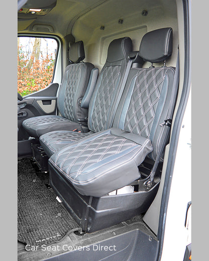 Renault Master Tailored Seat Covers - Charcoal Diamonds with Modena Grey Inserts (3rd Gen 2010+)