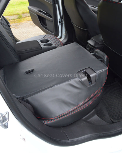 Ford Mondeo Tailored Seat Covers - Black Leatherette Diamonds, Red Stitching and Logos