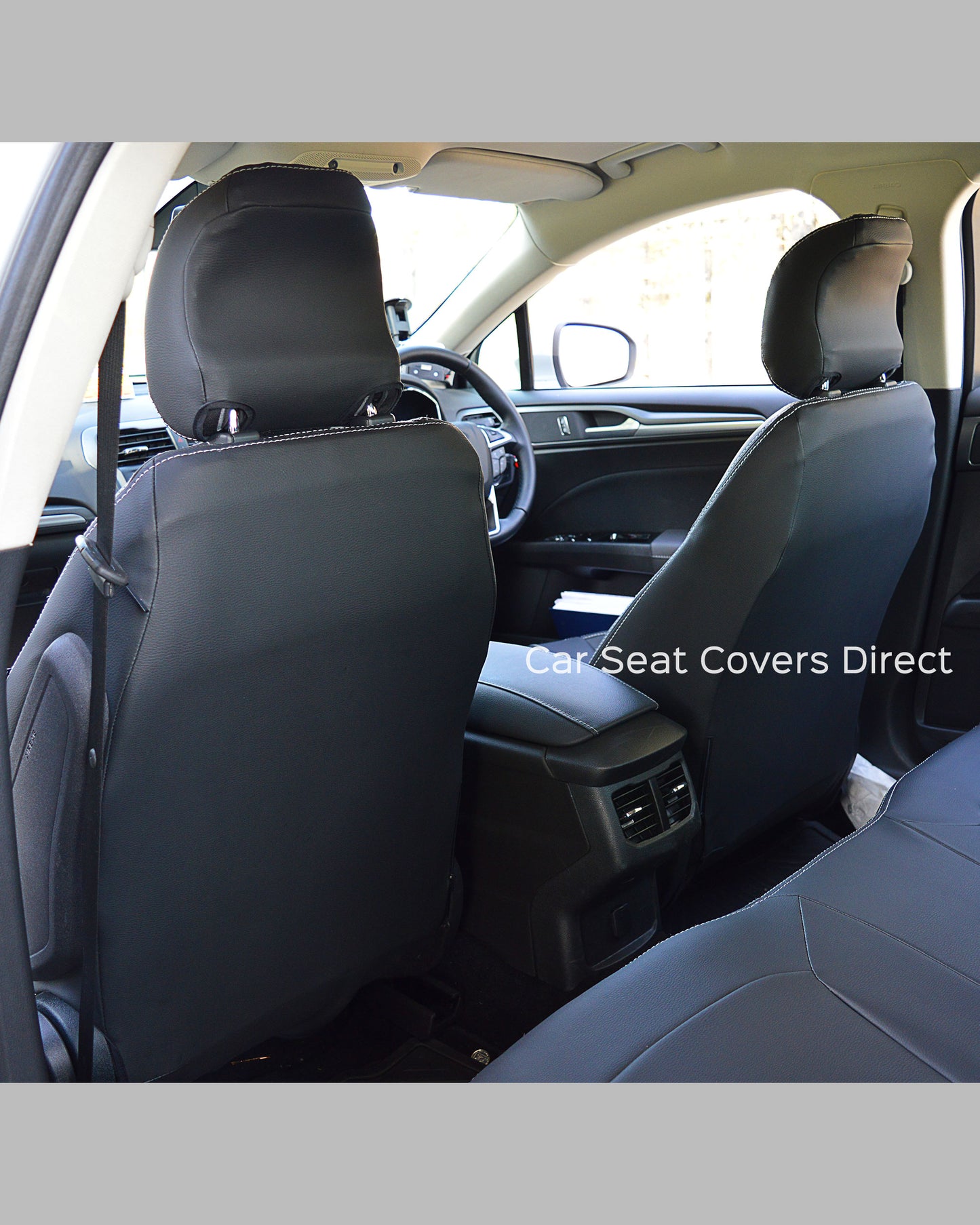 Ford Mondeo Tailored Seat Covers - Charcoal PVC & White Stitching