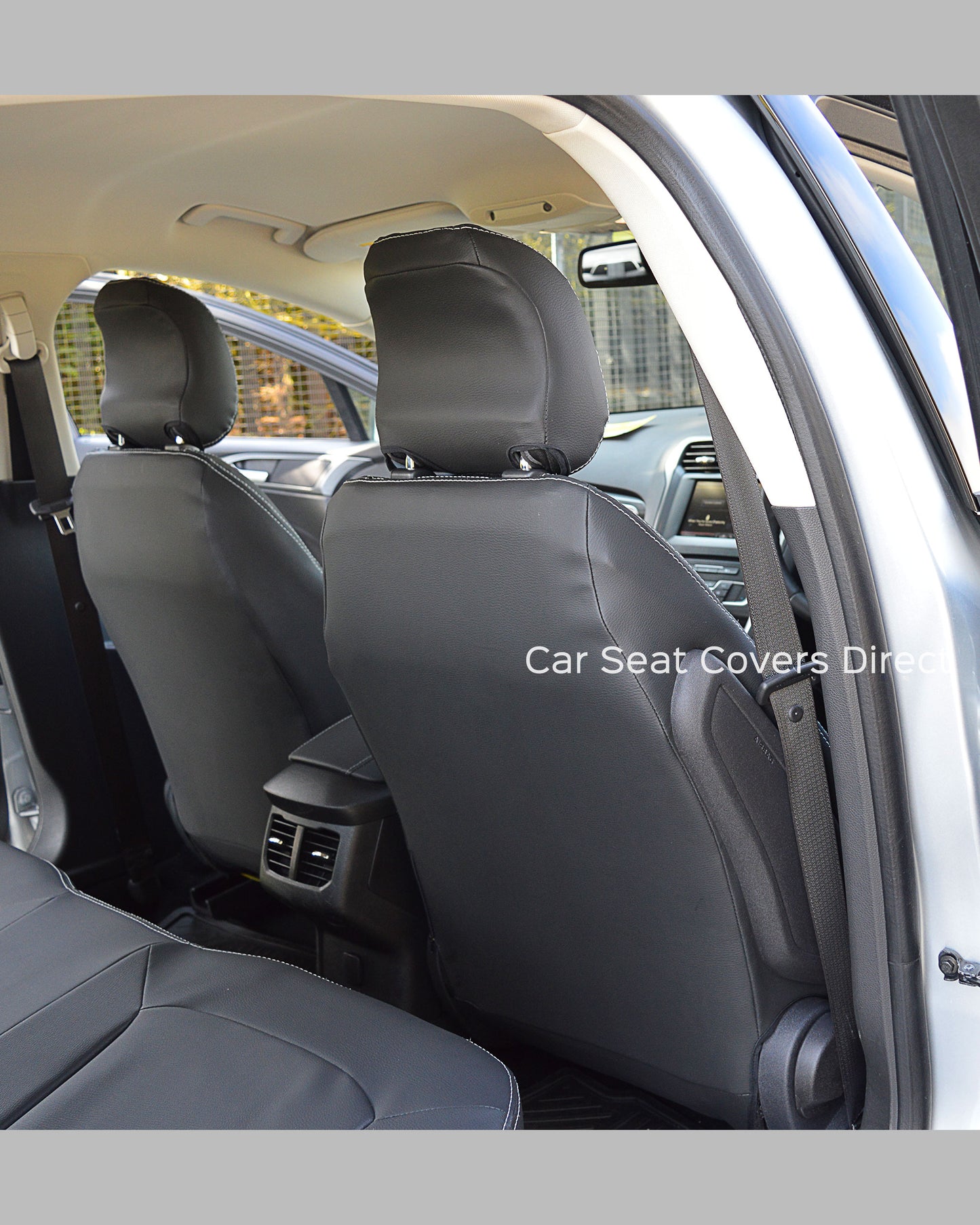 Ford Mondeo Tailored Seat Covers - Charcoal PVC & White Stitching