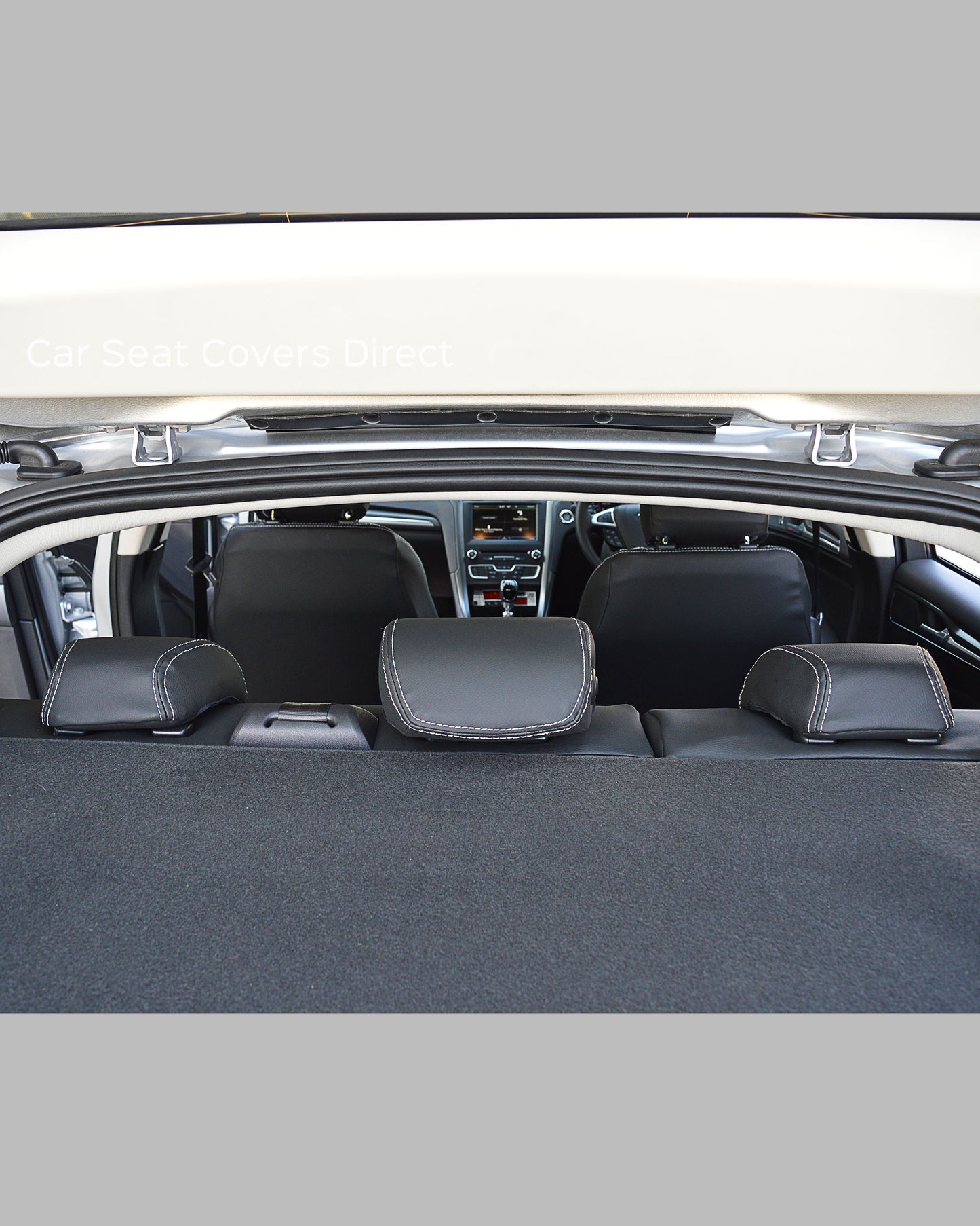 Ford Mondeo Tailored Seat Covers - Charcoal PVC & White Stitching