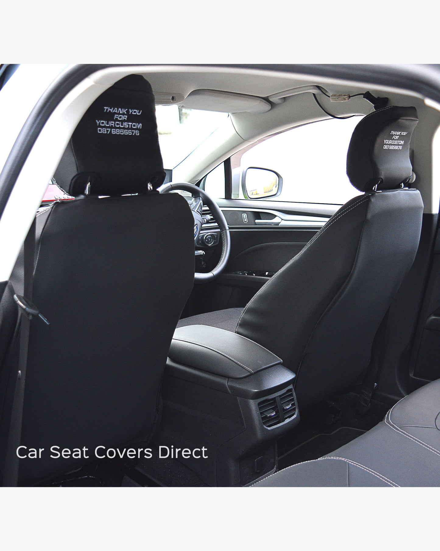 Ford Mondeo Tailored Seat Covers - Charcoal PVC & White Stitching