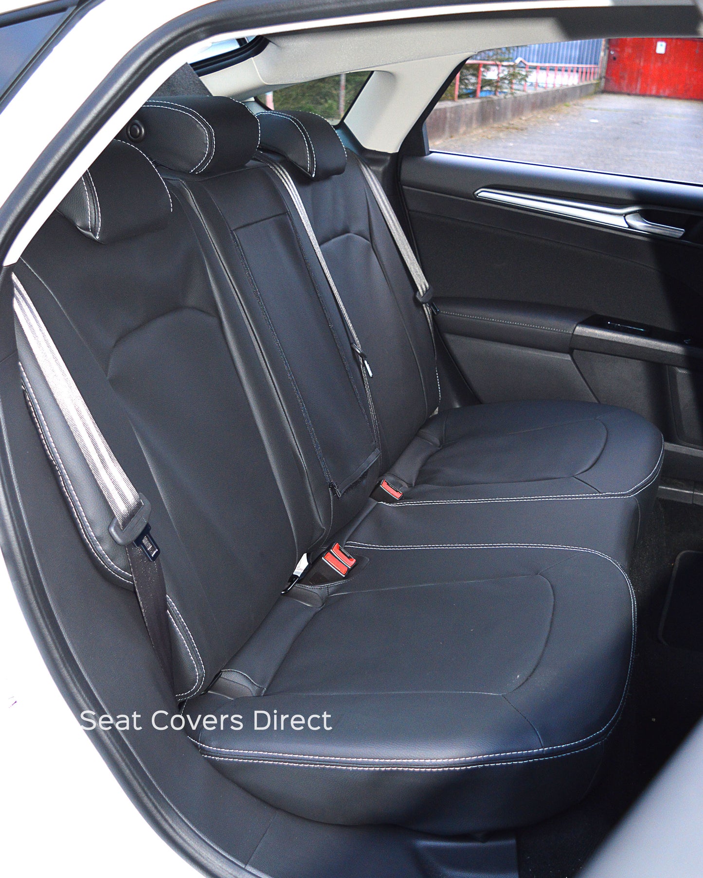 Ford Mondeo Tailored Seat Covers - Charcoal PVC & White Stitching