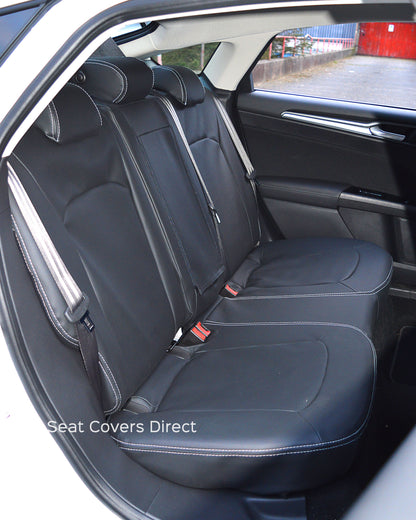 Ford Mondeo Tailored Seat Covers - Charcoal PVC & White Stitching