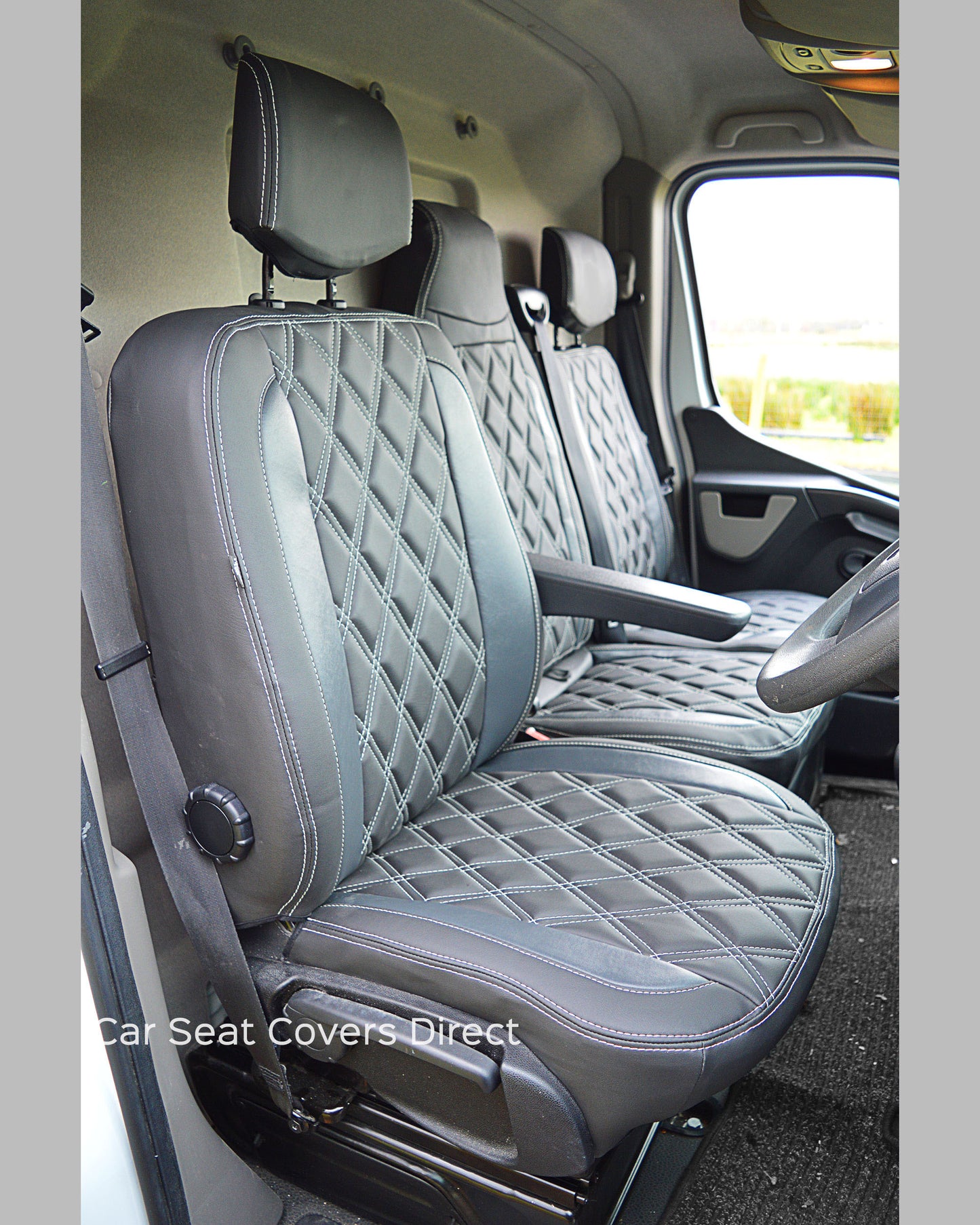 Opel Movano Tailored Seat Covers - Charcoal Diamonds with Modena Grey Inserts (3rd Gen 2010+)