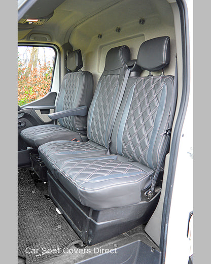 Opel Movano Tailored Seat Covers - Charcoal Diamonds with Modena Grey Inserts (3rd Gen 2010+)