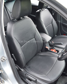 Skoda Octavia Tailored Car Seat Covers - Black Leatherette & Silver Stitching