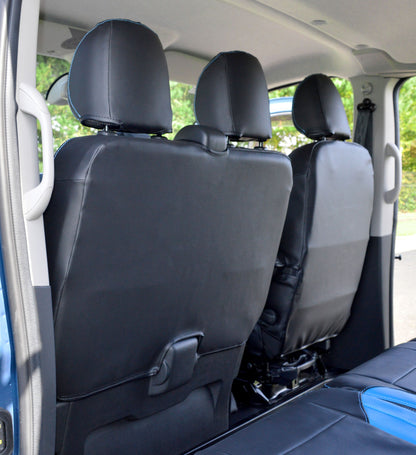 Renault Trafic Crew / Double Cab Tailored Waterproof Van Seat Covers - Black & Light Blue