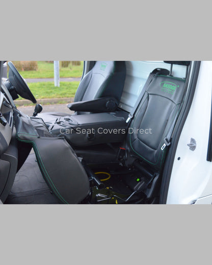 Vauxhall Vivaro Van Black Leatherette Seat Covers with Green Stitching (2014-Present)