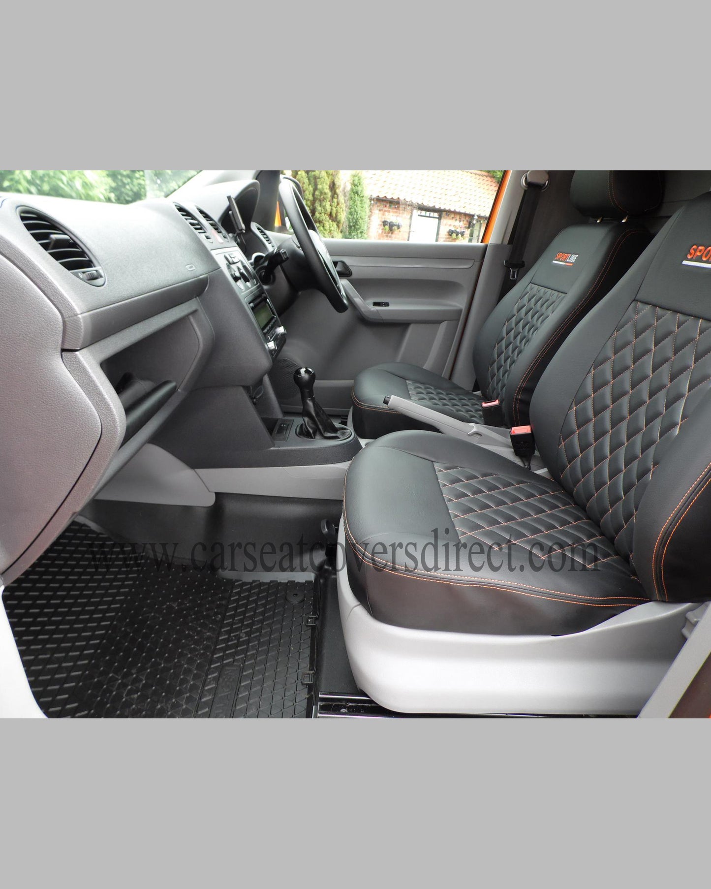 Volkswagen Caddy - Black Covers With Orange Diamond Stitching