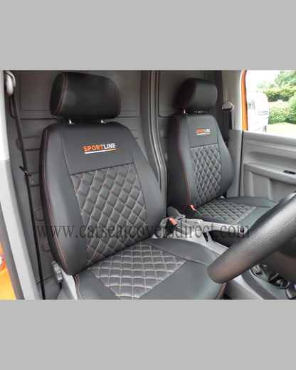 Volkswagen Caddy - Black Covers With Orange Diamond Stitching