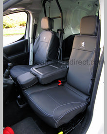 Peugeot Partner Seat Covers - Black Leatherette with Logos