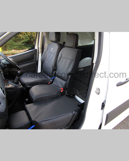 Peugeot Partner Seat Covers - Black Leatherette with Logos