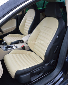 Volkswagen VW Passat CC Seat Covers - Black & Beige Leatherette (Fronts Only)