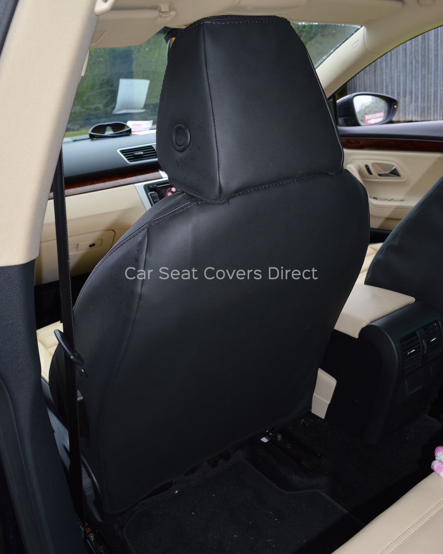 Volkswagen VW Passat CC Seat Covers - Charcoal & White Leatherette
