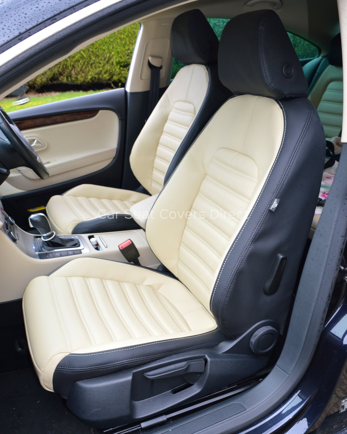 Volkswagen VW Passat CC Seat Covers - Black & Beige Leatherette (Fronts Only)