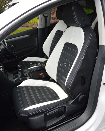Volkswagen VW Passat CC Seat Covers - Charcoal & White Leatherette