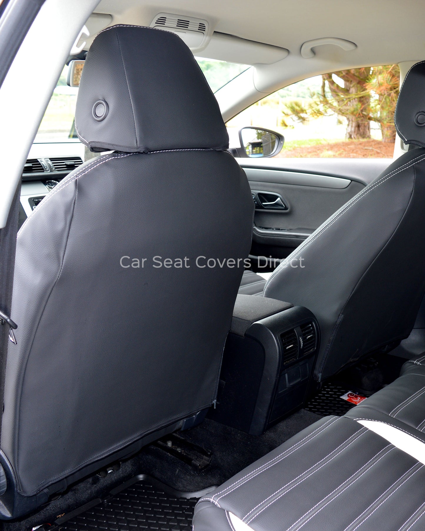 Volkswagen VW Passat CC Seat Covers - Charcoal & White Leatherette