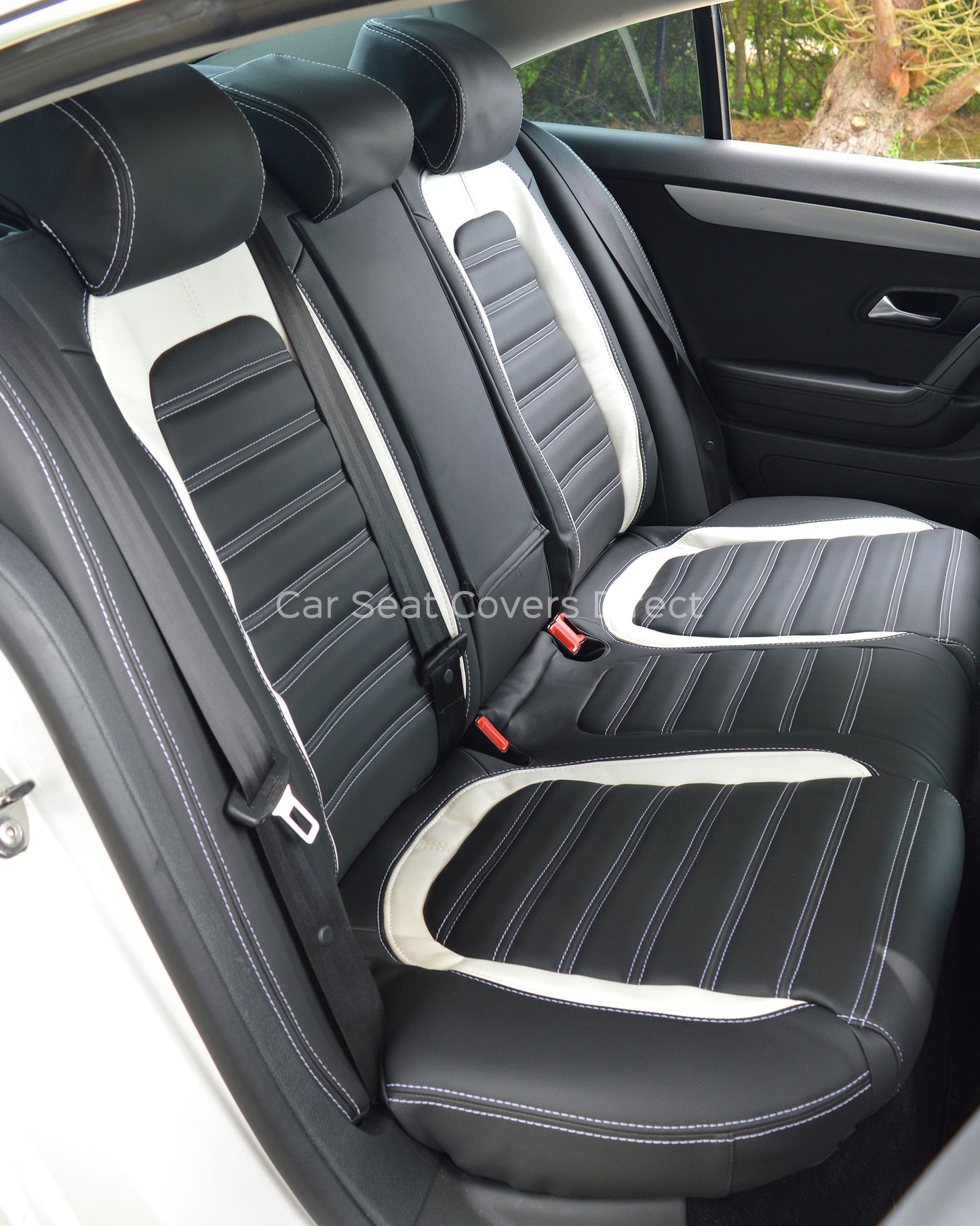 Volkswagen VW Passat CC Seat Covers - Black & Beige Leatherette (Fronts Only)