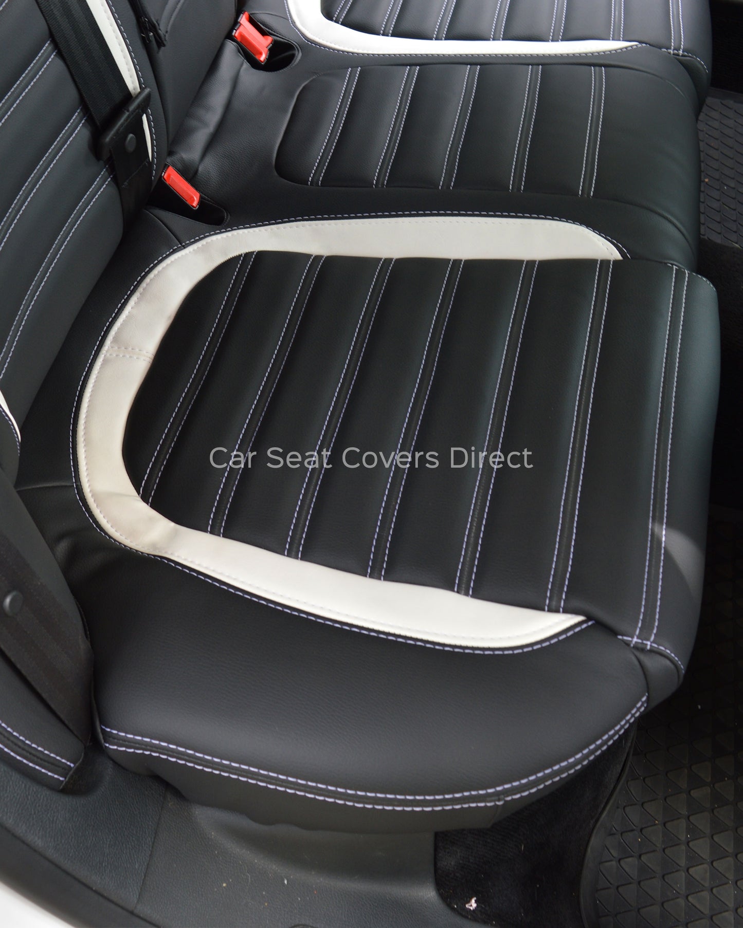 Volkswagen VW Passat CC Seat Covers - Charcoal & White Leatherette