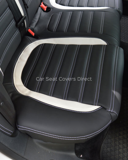 Volkswagen VW Passat CC Seat Covers - Charcoal & White Leatherette