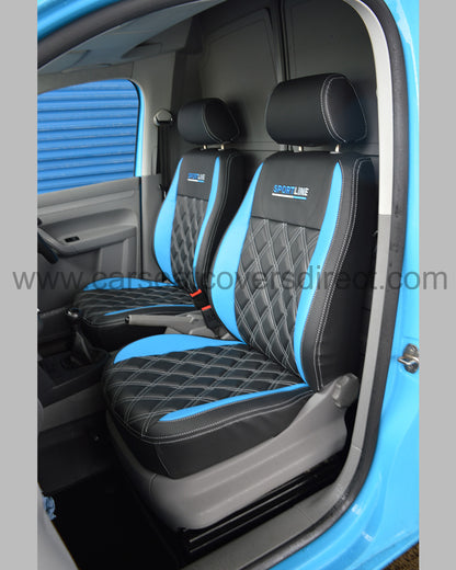 Volkswagen Caddy Seat Covers - Black & Blue