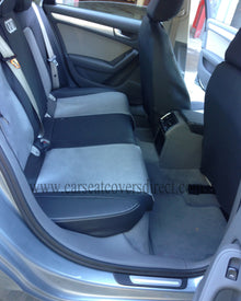Audi A4 Seat Covers | Black Leatherette Silver Stitching & Audi Logos | Custom Made to Order