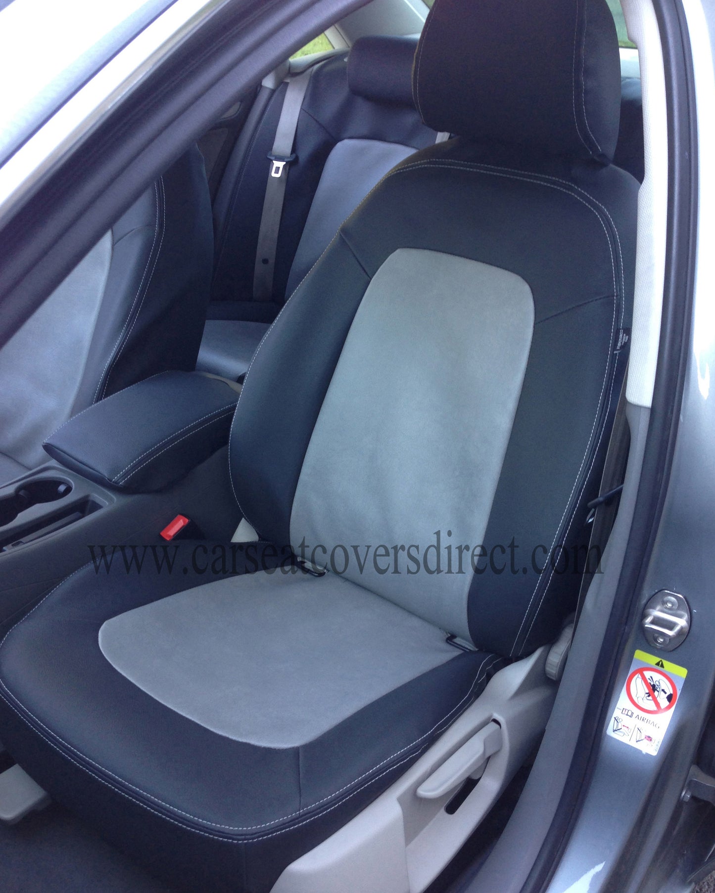 Audi A4 Seat Covers | Black Leatherette Silver Stitching & Audi Logos | Custom Made to Order