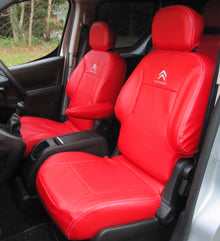 Peugeot Partner Multispace  Waterproof Red Leatherette Van Seat Covers With DTS Stitching