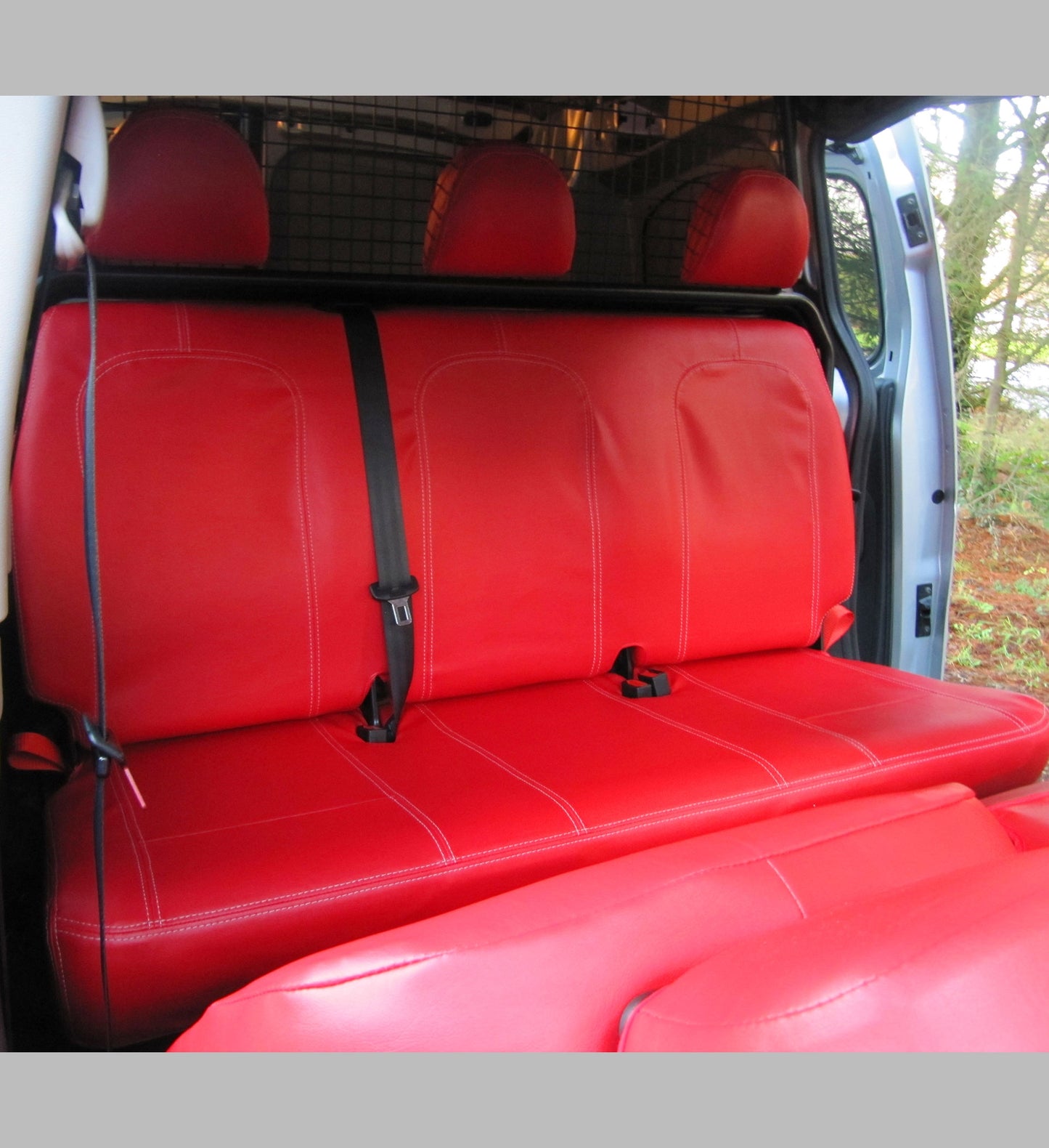 Peugeot Partner Multispace  Waterproof Red Leatherette Van Seat Covers With DTS Stitching