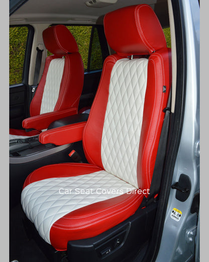 Range Rover Sport Seat Covers - Red and White Genuine Leather