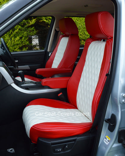 Range Rover Sport Seat Covers - Red and White Genuine Leather