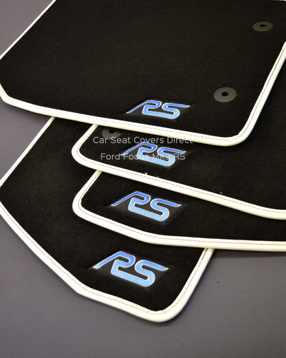 Ford Focus RS Prestige Tailored Car Mats With Frozen White Binding (3rd Generation)