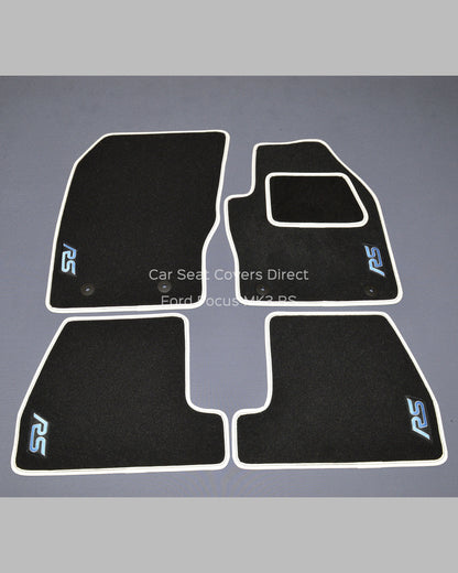 Ford Focus RS Prestige Tailored Car Mats With Frozen White Binding (3rd Generation)