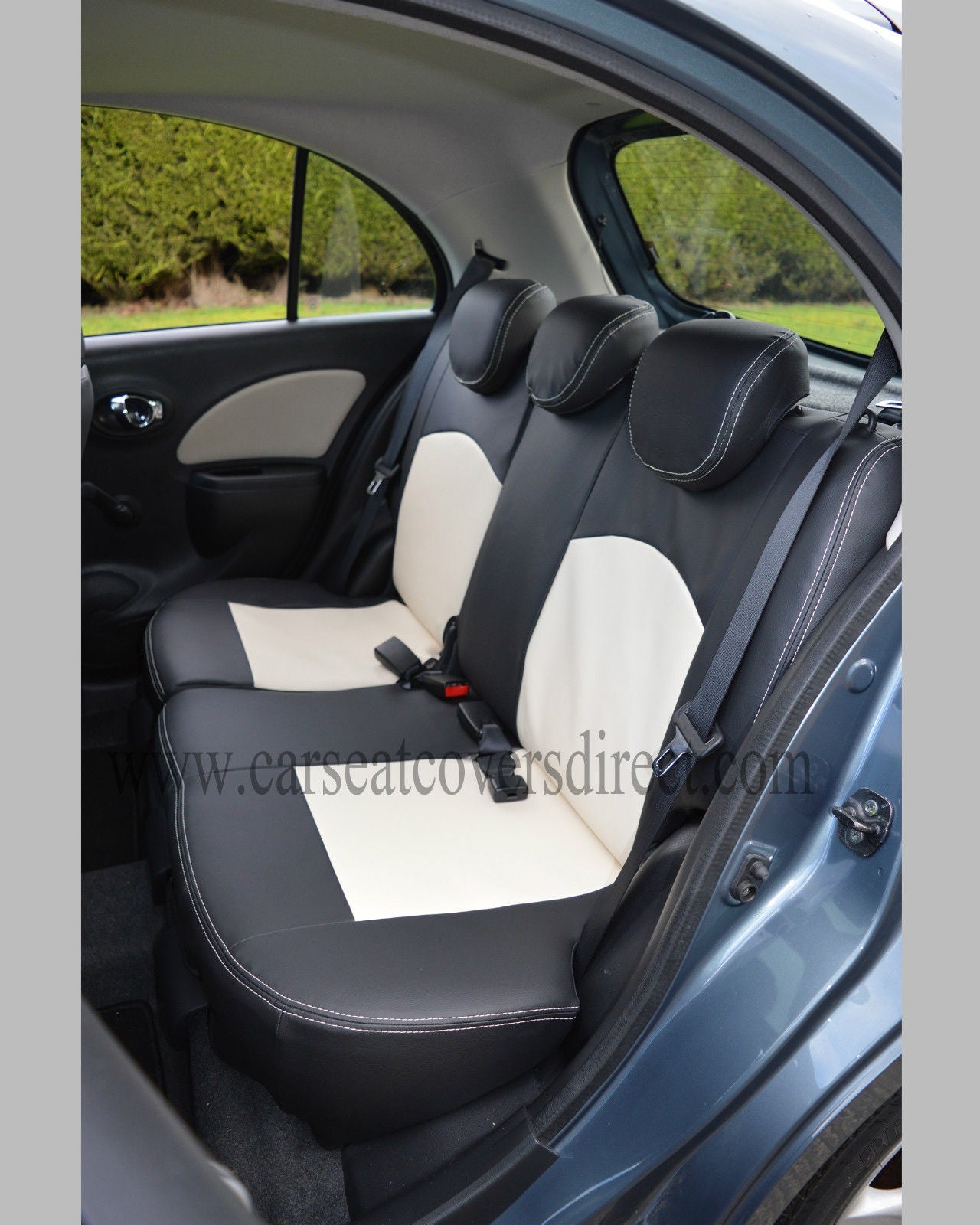 Nissan Micra K13 Tailored Seat Covers - Charcoal With Bergamo Beige Centres