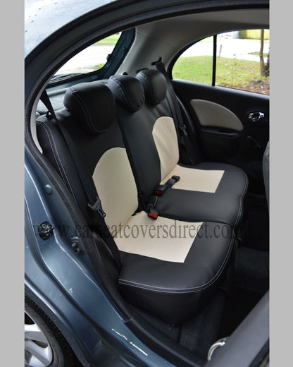 Nissan Micra K13 Tailored Seat Covers - Charcoal With Bergamo Beige Centres