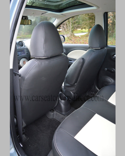 Nissan Micra K13 Tailored Seat Covers - Charcoal With Bergamo Beige Centres