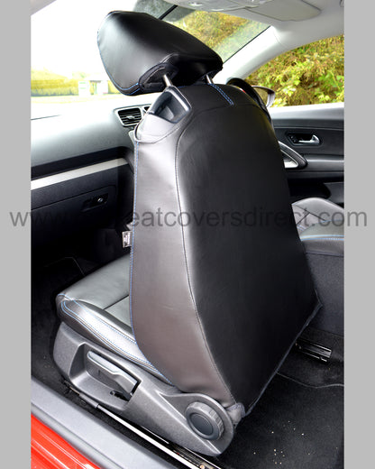 Volkswagen VW Scirocco Seat Covers - Black PVC with Blue Stitching