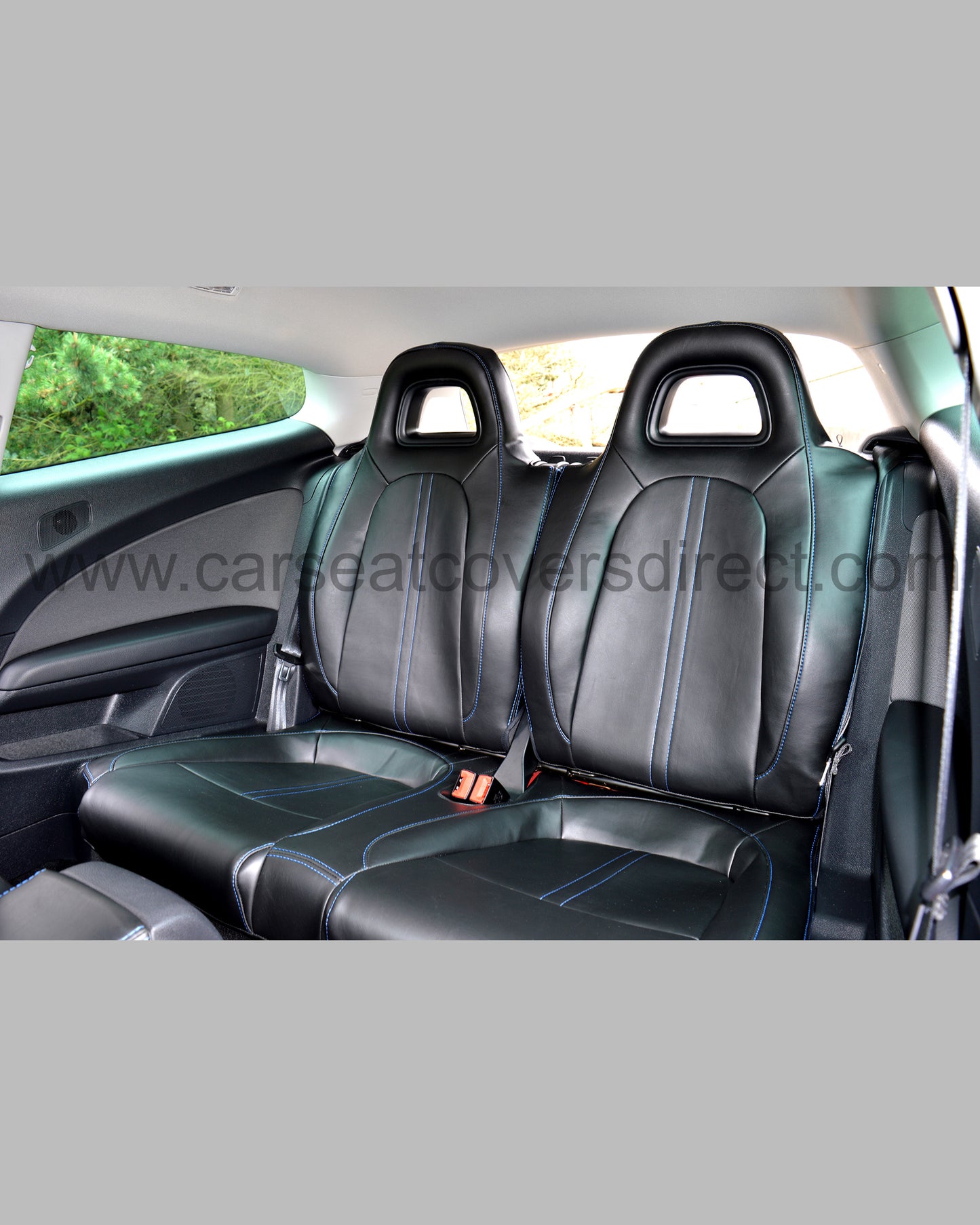 Volkswagen VW Scirocco Seat Covers - Black PVC with Blue Stitching