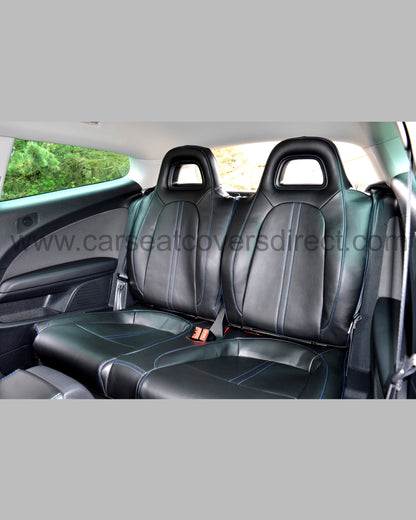 Volkswagen VW Scirocco Seat Covers - Black PVC with Blue Stitching