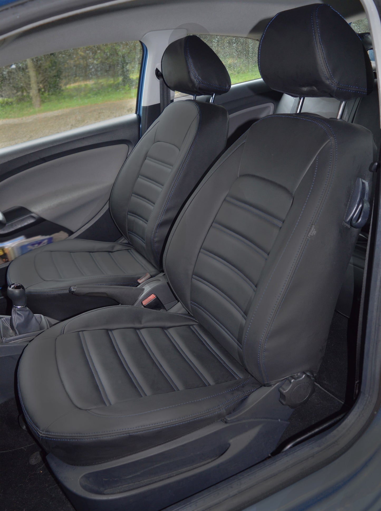 Seat Ibiza - Black Leatherette With Blue Horizontal Stitching