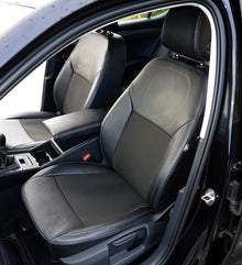 Skoda Superb Tailored Car Seat Covers (3rd Gen) - Black Leatherette & Silver Stitching