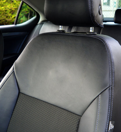 Skoda Superb Tailored Car Seat Covers (3rd Gen) - Black Leatherette & Silver Stitching