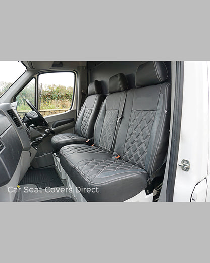 Mercedes Benz Sprinter Tailored Seat Covers - Charcoal & Pewtner Grey With Diamonds