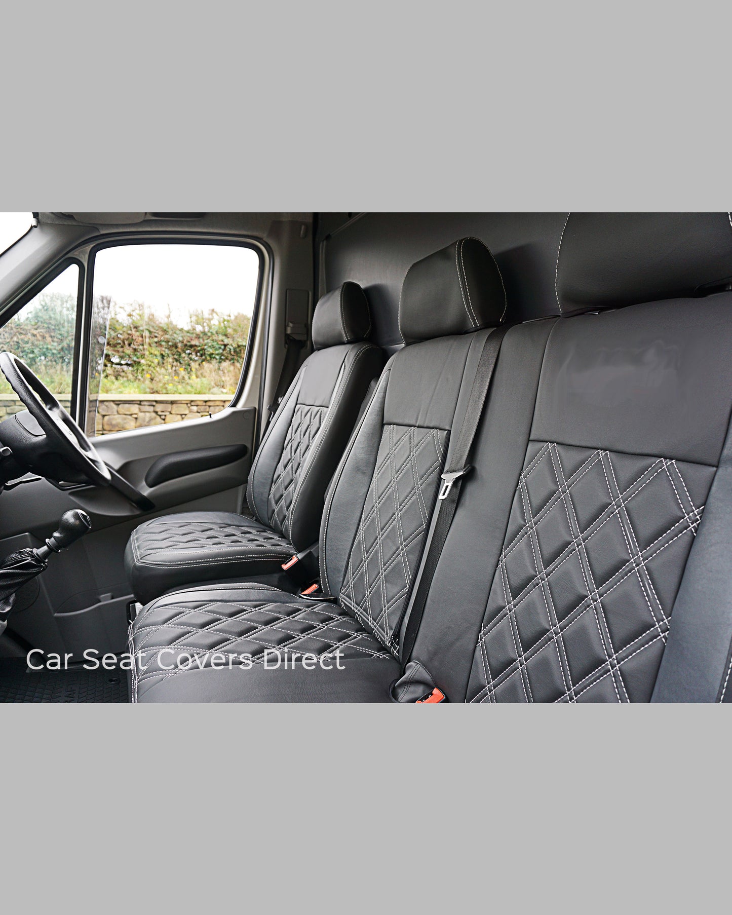 Mercedes Benz Sprinter Tailored Seat Covers - Charcoal & Pewtner Grey With Diamonds