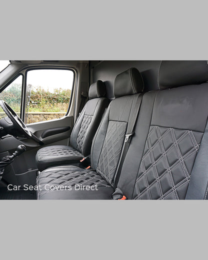 Mercedes Benz Sprinter Tailored Seat Covers - Charcoal & Pewtner Grey With Diamonds