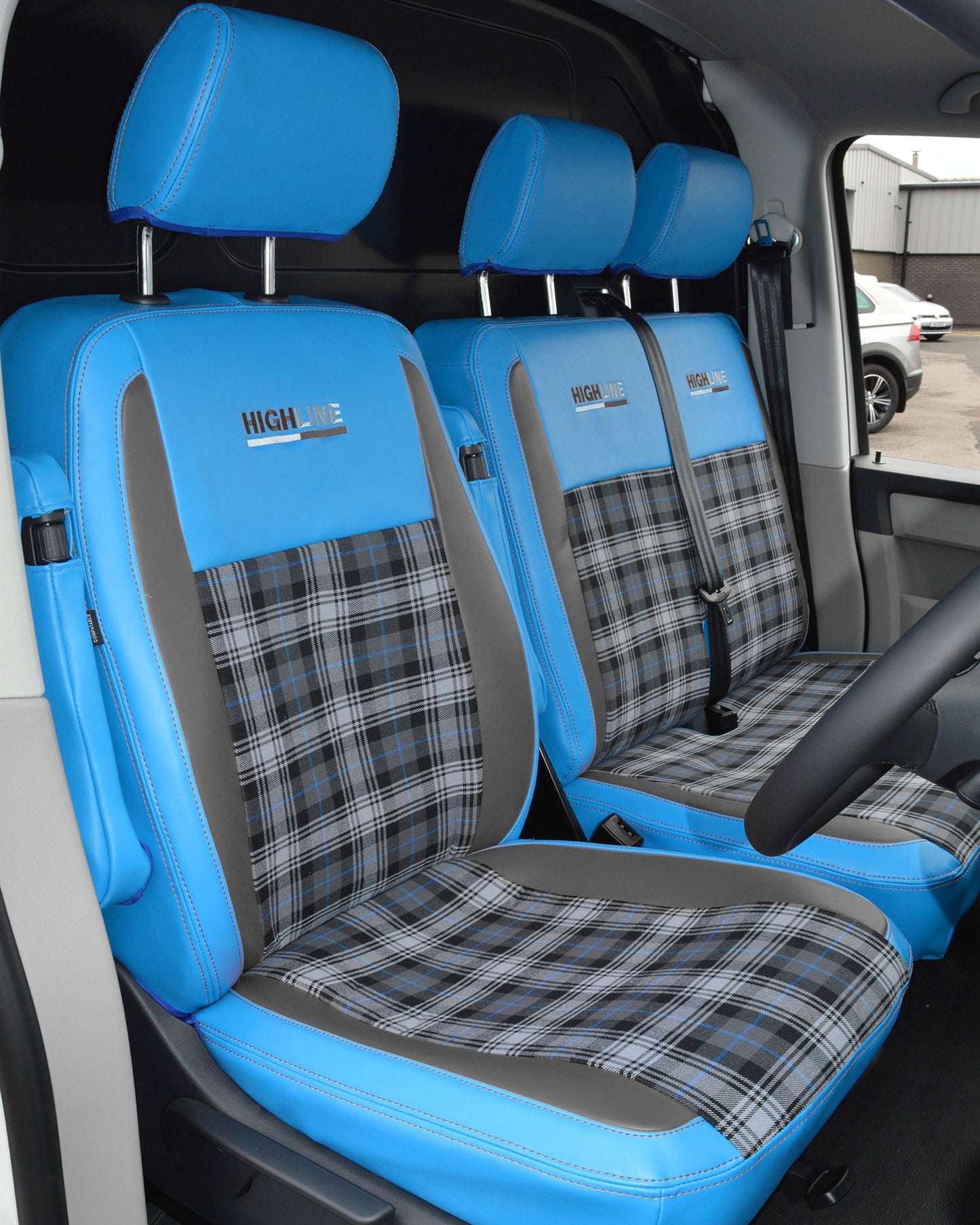 Volkswagen Transporter T5 Tartan - Light Blue & Black Inserts