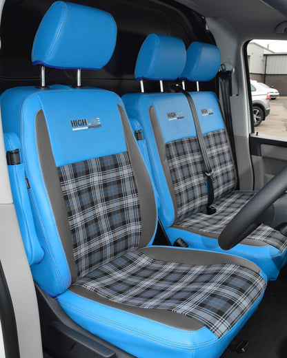 Volkswagen Transporter T5 Tartan - Light Blue & Black Inserts