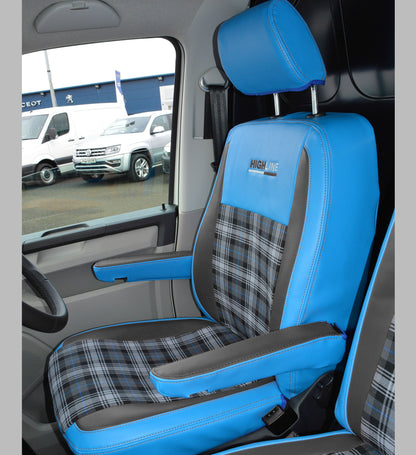 Volkswagen Transporter T5 Tartan - Light Blue & Black Inserts